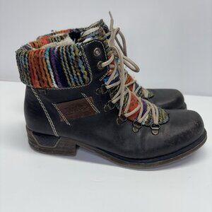 Rieker Winter Boots Womens 39 Felicitas Multicolor Leather Lace Up Round Toe